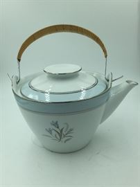 Noritake China "Bluebell" Teapot w/ Whicker Covered Handle 