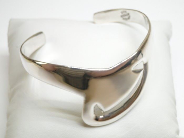 925 Mexico Silver Modernist Cuff Bracelet