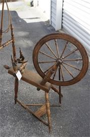 Antique Oak Spinning Wheel