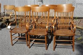 Six Antique Spindle Back Armchairs