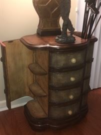 Golf Decor Cabinet & Chest w/ Electric Ball Return. Cabinet Door Opened.