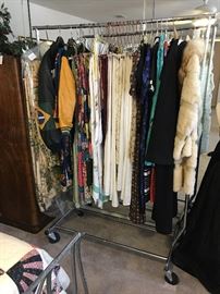 vintage Clothes, Vintage Fur Coat, Vintage Bark Cloth Drapes Fresh from the cleaners, vintage linens