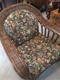Wicker Chair with Upholstered Cushions 