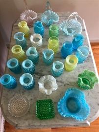 Collection of Hobnail Vases-Baskets & Ashtrays
