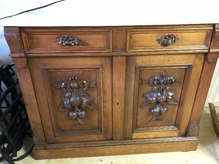 Antique Marble Top Sideboard/Chest