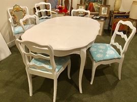 Ready for the beach house! White table and six chairs.