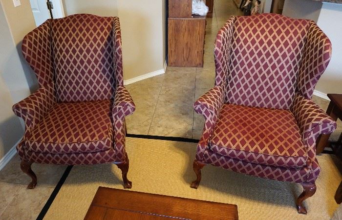 Pair of wingback chairs