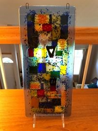 Art glass hanging plaque from Glass Forum in Norway.  13”T x 6”W