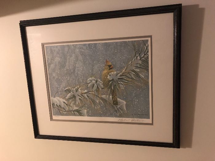 Robert Bateman “Winter Lady-Cardinal” framed print