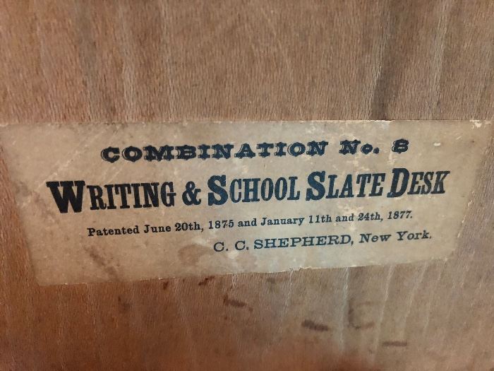 Antique C.C. Shepherd Writing & School Slate Desk Combination No. 8