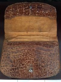 Antique alligator skin clutch