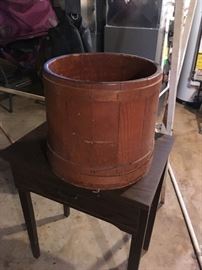 a big primitive bucket -- smaller versions were used for sugar and such -- this is the biggest one I have seen and is  in excellent condition