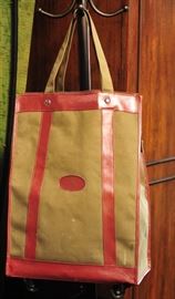 Rolling Tote Bag in Canvas & Leather.