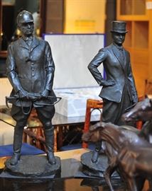Pair of Bronze Equestrian Figures Signed.