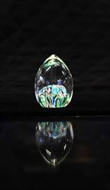 Egg Shaped Crystal W/Nul Colors. Paperweight.