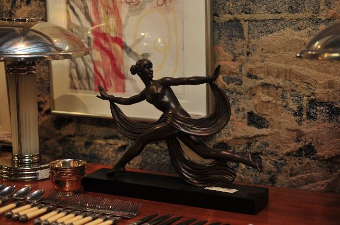 Art Deco Bronze Sculpture, "Lady in Motion".