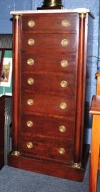 Tall Mahogany Chest with Marble Top.
