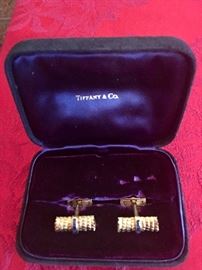 Tiffany & Co - 18K Gold Sapphire Cufflinks