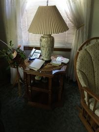 An end table and nice table lamp.