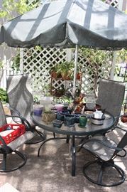 Homecrest aluminum table and 4 chairs, Homecrest umbrella