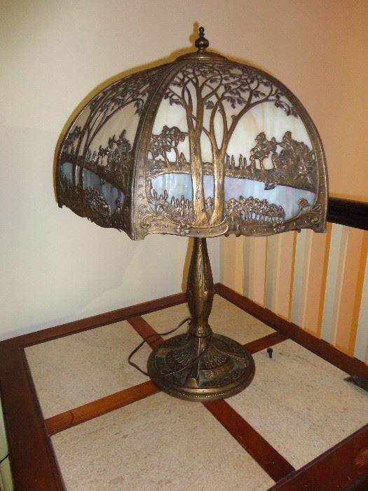 Another antique glass shade lamp