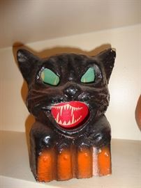 This ferocious Halloween paper mache cat is in great condition