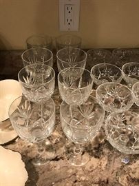 Gorham Crystal.    White wines, Red wines, Champagne, Water goblets