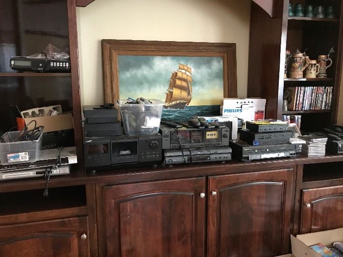 Misc. stereo equipment and game systems, speakers, etc