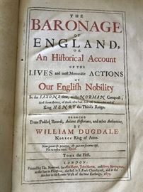 Baronage of England or An Historical Account of the Lives and Memorable Actions of our English Nobility.  ca. 1675   Volumes I & II