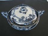 Royal Staffordshire Flow Blue 9" w Bursten England Covered Soup Tureen