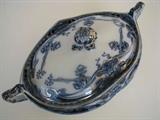 Royal Staffordshire Flow Blue 9 1/2 long " Bursten England Covered Soup Tureen
