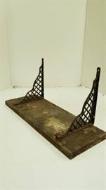 Very Old wall shelf with cool metal brackets