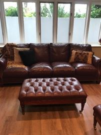 Second of two leather sofas