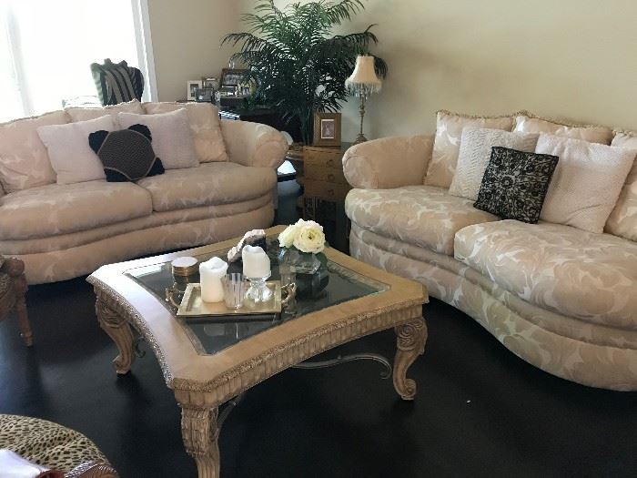Kidney sofas and coffee table
