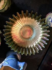 Carnival Glass fluted edge dish