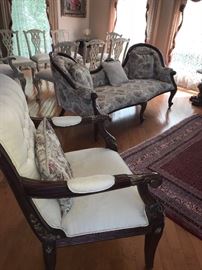 VICTORIAN STYLE SOFAS AND CHAIRS.