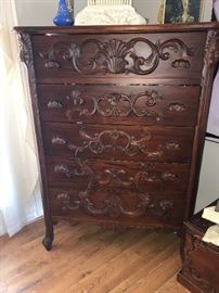 CUSTOM MADE HAND-CARVED ROSEWOOD KING SIZE BEDROOM SET

