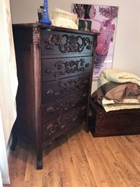 CUSTOM MADE HAND-CARVED ROSEWOOD KING SIZE BEDROOM SET

