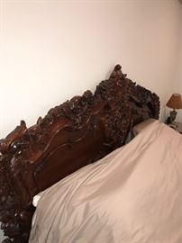 CUSTOM MADE HAND-CARVED ROSEWOOD KING SIZE BEDROOM SET
