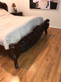 CUSTOM MADE HAND-CARVED ROSEWOOD KING SIZE BEDROOM SET

