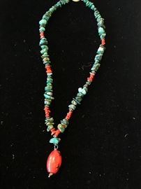TURQUOISE AND CORAL NECKLACE 