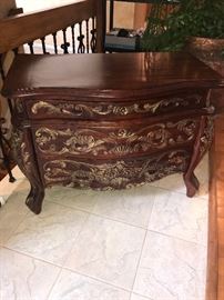 ORNATE WOODEN CABINET DRAWERS 