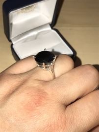 11.33 CARAT NATURAL BLACK DIAMOND RING 