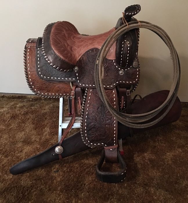 Vintage Horse Saddle & Lasso