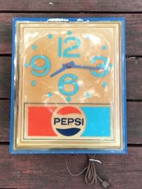 Vintage Pepsi Soda Pop Advertising Wall Sign Clock