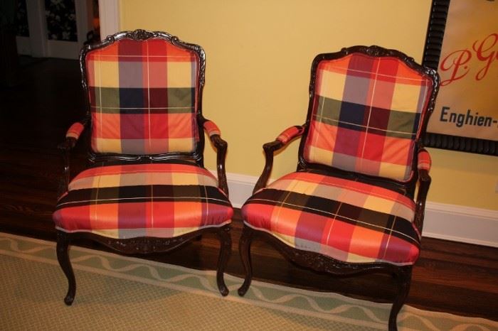 Pair of Plaid Upholstered Chairs