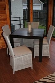 Parsons Table and 4 Chairs with Hurricane Lamp