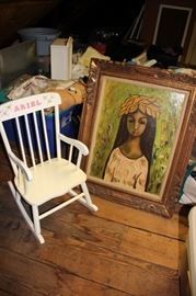 Girl's Rocking Chair with the Name  "ARIEL" and Art