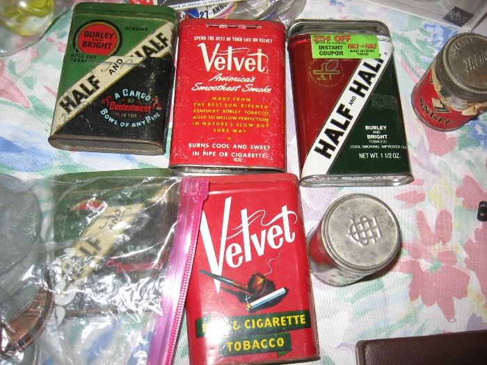 Vintage tobacco tins.