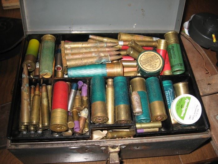 Collection of vintage ammunition in various calibers.